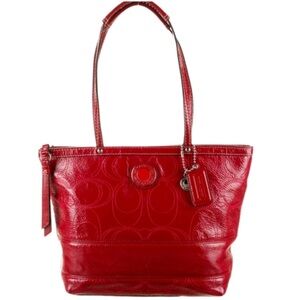 Coach Gallery Signature Stitched Patent Leather Tote